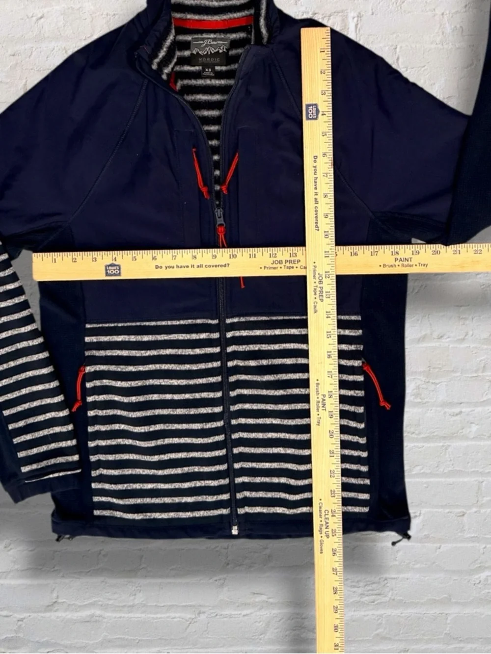 J.Crew Nordic Jacket XS Navy Stripe Full Zip Softshell Fleece Lined Outdoor